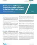 Cover page of Transit Finance at a Precipice: Major Policy Changes Are Needed to Stabilize Public Transit Budgets