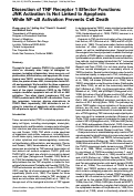 Cover page: Dissection of TNF Receptor 1 Effector Functions: JNK Activation Is Not Linked to Apoptosis While NF-κB Activation Prevents Cell Death
