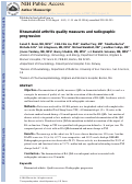Cover page: Rheumatoid arthritis quality measures and radiographic progression