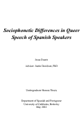 Cover page of Sociophonetic Differences in Queer Speech of Spanish Speakers