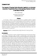 Cover page: The Impacts of Ongoing Higher Education Legislation on University Instruction: Perspectives from an Anthropology Graduate Student in the State of Florida