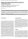 Cover page: Gamma Spectrum from Neutron Capture on Tungsten Isotopes