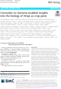 Cover page: Correction to: Genome-enabled insights into the biology of thrips as crop pests