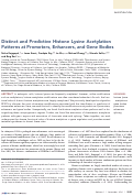 Cover page: Distinct and Predictive Histone Lysine Acetylation Patterns at Promoters, Enhancers and Gene Bodies
