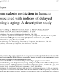 Cover page: Long-term calorie restriction in humans is not associated with indices of delayed immunologic aging: A descriptive study