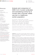 Cover page: Analysis and comparison of SARS-CoV-2 variant antibodies and neutralizing activity for 6 months after a booster mRNA vaccine in a healthcare worker population