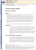 Cover page: Culture and emotion regulation