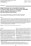 Cover page: Rapid Conversion of a Group-Based Yoga Trial for Diverse Older Women to Home-Based Telehealth: Lessons Learned Using Zoom to Deliver Movement-Based Interventions.