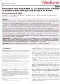 Cover page: Perceived and actual risk of cardiovascular disease in patients with rheumatoid arthritis in Korea