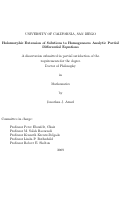 Cover page: Holomorphic extension of solutions to homogeneous analytic partial dierential equations