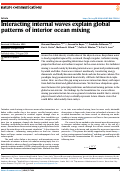 Cover page: Interacting internal waves explain global patterns of interior ocean mixing.