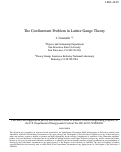 Cover page: The Confinement Problem in Lattice Gauge Theory