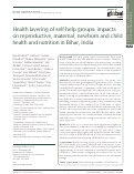 Cover page: Health layering of self-help groups: impacts on reproductive, maternal, newborn and child health and nutrition in Bihar, India