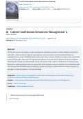 Cover page: Culture and Human Resources Management