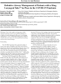 Cover page: Definitive Airway Management of Patients with a King Laryngeal Tube TM in Place in the COVID-19 Pandemic