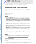 Cover page: Sleep quality and treatment of social anxiety disorder.