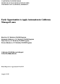 Cover page: Early Opportunities to Apply Automation in California Managed Lanes