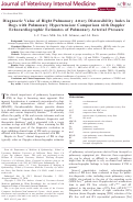 Cover page: Diagnostic Value of Right Pulmonary Artery Distensibility Index in Dogs with Pulmonary Hypertension: Comparison with Doppler Echocardiographic Estimates of Pulmonary Arterial Pressure