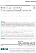 Cover page: Mendelian gene identification through mouse embryo viability screening