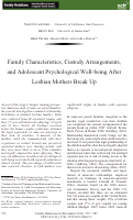 Cover page: Family Characteristics, Custody Arrangements, and Adolescent Psychological Well-being After Lesbian Mothers Break Up