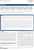 Cover page: Family history of breast and ovarian cancer and triple negative subtype in hispanic/latina women.