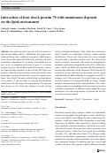 Cover page: Interaction of heat shock protein 70 with membranes depends on the lipid environment