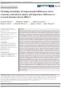 Cover page: Modeling heritability of temperamental differences, stress reactivity, and risk for anxiety and depression: Relevance to research domain criteria (RDoC)