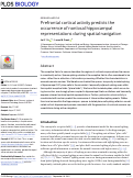 Cover page: Prefrontal cortical activity predicts the occurrence of nonlocal hippocampal representations during spatial navigation