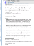 Cover page: What advanced cancer patients with limited treatment options know about clinical research: a qualitative study