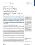Cover page: Mechanism Matters: A Taxonomy of Cell Penetrating Peptides