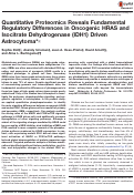 Cover page: Quantitative Proteomics Reveals Fundamental Regulatory Differences in Oncogenic HRAS and Isocitrate Dehydrogenase (IDH1) Driven Astrocytoma.