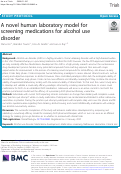 Cover page: A novel human laboratory model for screening medications for alcohol use disorder