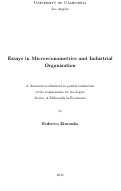 Cover page: Essays in Microeconometrics and Industrial Organization