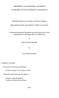 Cover page: Culturally Responsive Teaching for Diverse Students: Inherent Dispositions and Attitudes of Effective Teachers