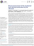 Cover page: Direct measurement of the mechanical work during translocation by the ribosome