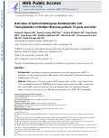 Cover page: Outcomes of upfront autologous hematopoietic cell transplantation in patients with multiple myeloma who are 75 years old or older