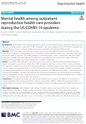 Cover page: Mental health among outpatient reproductive health care providers during the US COVID-19 epidemic