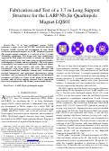 Cover page: Fabrication and Test of a 3.7 m Long Support Structure for the LARP Nb3Sn Quadrupole Magnet LQS01