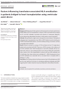 Cover page: Factors influencing transfusion‐associated HLA sensitization in patients bridged to heart transplantation using ventricular assist device