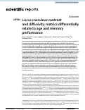 Cover page of Locus coeruleus contrast and diffusivity metrics differentially relate to age and memory performance.