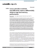 Cover page: Locus coeruleus contrast and diffusivity metrics differentially relate to age and memory performance.