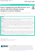 Cover page: Reach, engagement and effectiveness of in-person and online lifestyle change programs to prevent diabetes