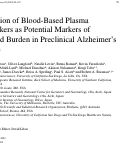 Cover page: Evaluation of Blood-Based Plasma Biomarkers as Potential Markers of Amyloid Burden in Preclinical Alzheimer’s Disease