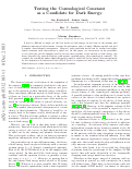 Cover page: Testing the cosmological constant as a candidate for dark energy