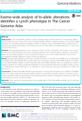 Cover page: Exome-wide analysis of bi-allelic alterations identifies a Lynch phenotype in The Cancer Genome Atlas