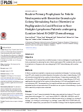 Cover page: Routine Primary Prophylaxis for Febrile Neutropenia with Biosimilar Granulocyte Colony-Stimulating Factor (Nivestim) or Pegfilgrastim Is Cost Effective in Non-Hodgkin Lymphoma Patients undergoing Curative-Intent R-CHOP Chemotherapy.