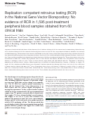 Cover page: Replication competent retrovirus testing (RCR) in the National Gene Vector Biorepository: No evidence of RCR in 1,595 post-treatment peripheral blood samples obtained from 60 clinical trials.