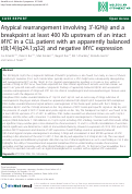 Cover page: Atypical rearrangement involving 3¿-IGH@ and a breakpoint at least 400 Kb upstream of an intact MYC in a CLL patient with an apparently balanced t(8;14)(q24.1;q32) and negative MYC expression