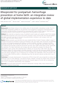 Cover page: Misoprostol for postpartum hemorrhage prevention at home birth: an integrative review of global implementation experience to date