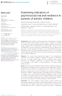 Cover page: Examining indicators of psychosocial risk and resilience in parents of autistic children